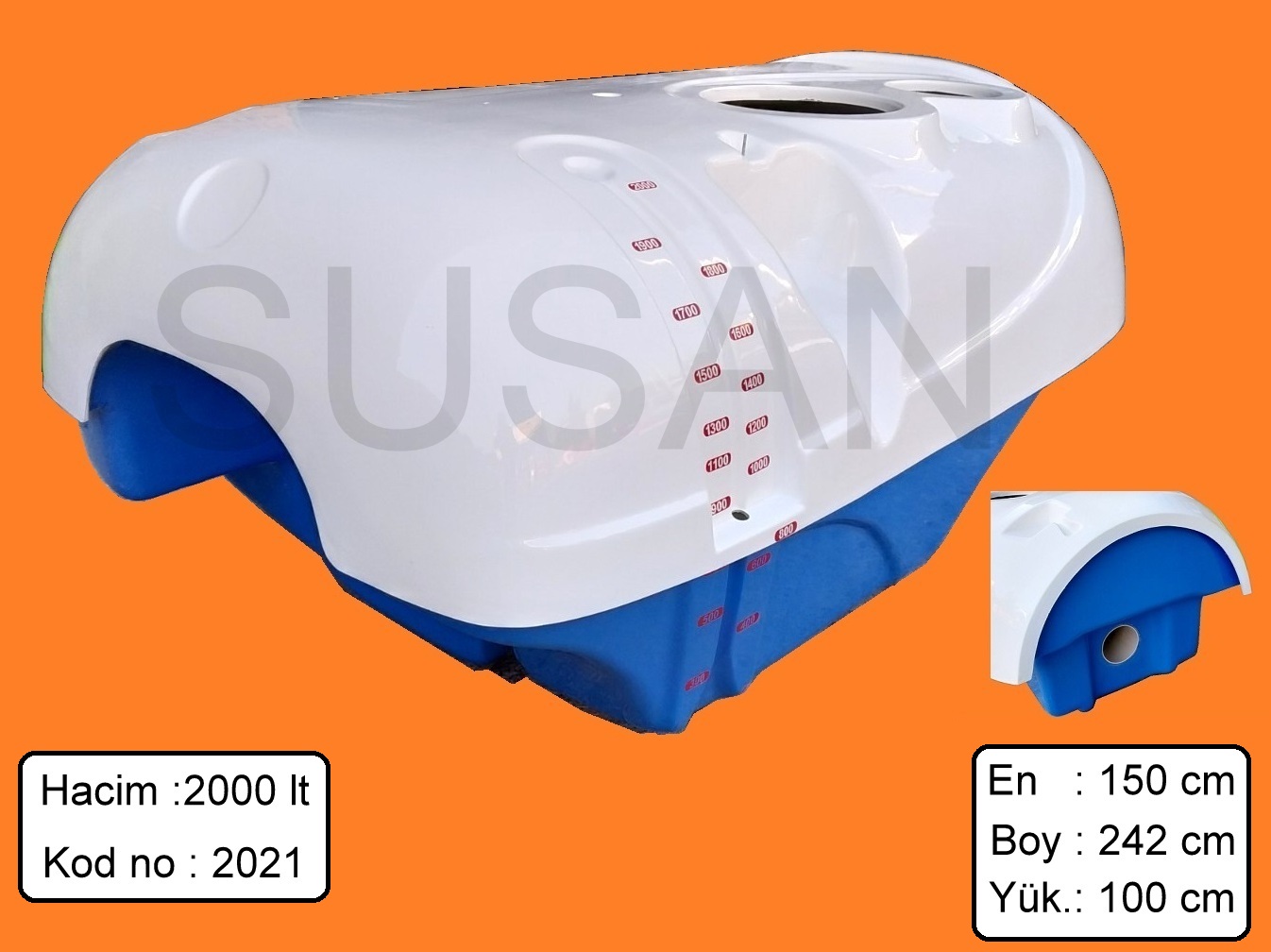 2000 Lt Polyester Su ve Zirai İlaç Deposu 2021